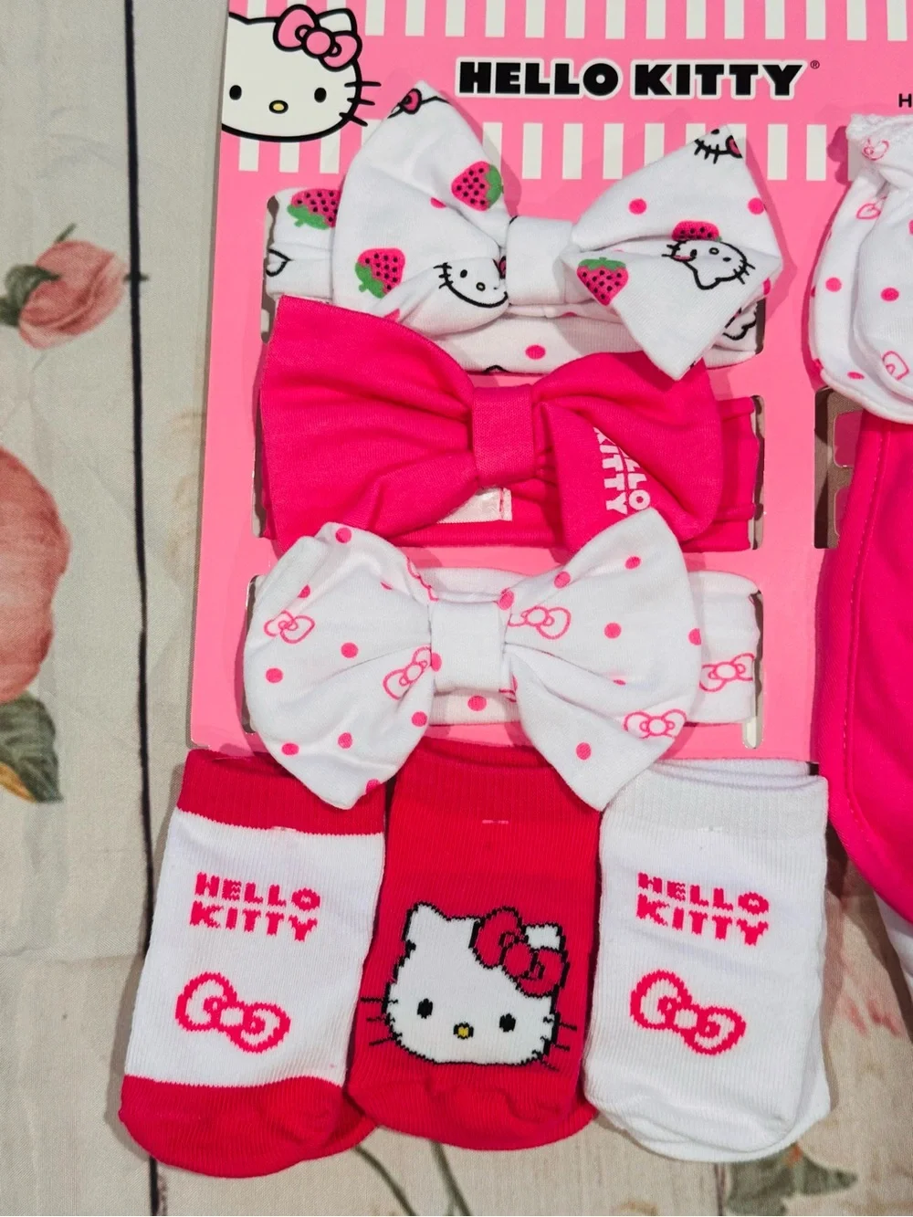 Hello Kitty Pink & White 12-Piece Baby Bib and Accessory Set